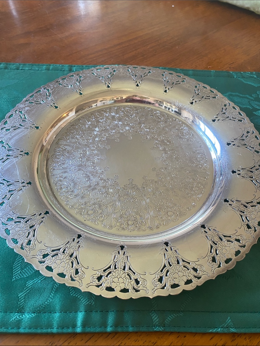 Ornate Silver-Plate Decorative Serving Tray - Classic Home Dining Accent